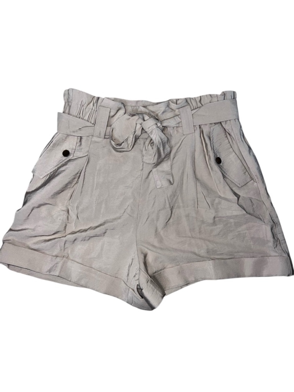 Maison d’Amelie Paris Cream Cuffed Belted High Waisted Pull On Shorts Size 10